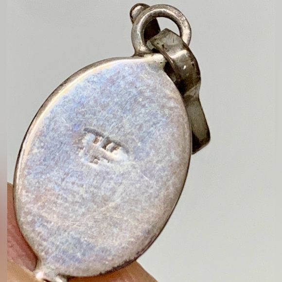 Victorian Era Antique Silver Encased Polished Stone Vintage Link Bracelet - Picture 12 of 15